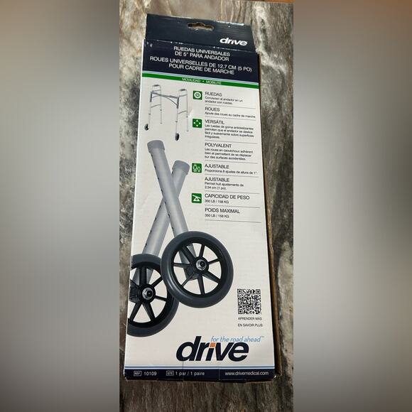 Universal Walker Wheels 5in- Drive Brand/ NEW in Box - Picture 2 of 6